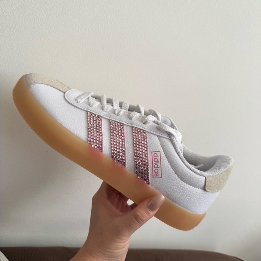 Pink rhinestone Adidas